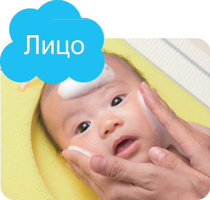 Аккуратно вымойте лоб и щеки.